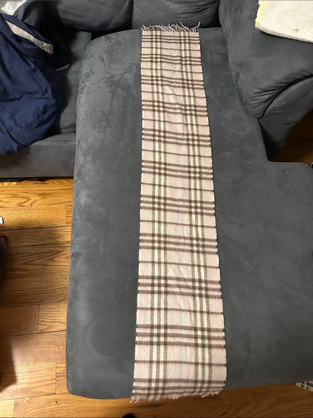 Burberry Pink Cream Brown Plaid Wool Scarf